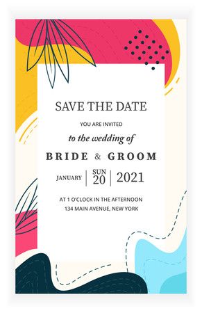 Elegant minimalistic floral wedding invitation card
