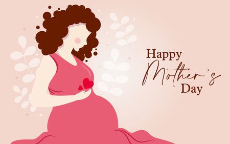 Vector pregnant woman graphic, happy mothers day concept