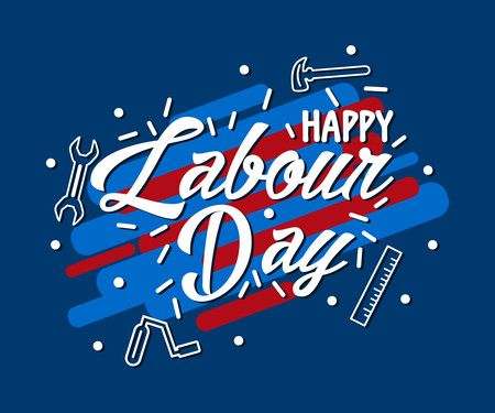 Happy labour day background created by typography - Vector Illustration