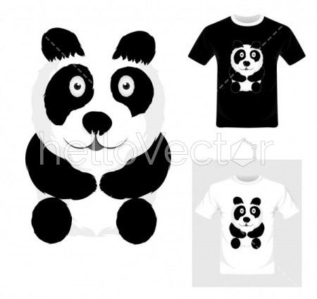 T-shirt graphic design. Black and white panda vector illustration