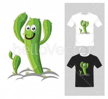 T-shirt graphic design. Cactus - Vector Illustration