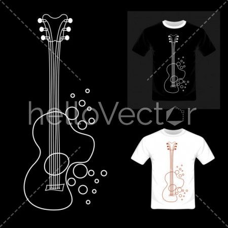T-shirt graphic design. Guitar vector illustration 