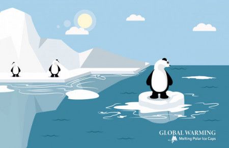 Melting Glaciers, Global Warming Illustration
