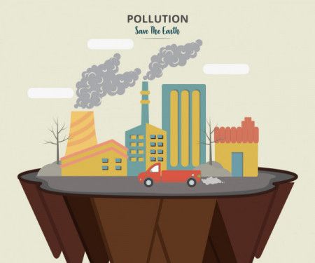 Industrial pollution of environment - Vector illustration