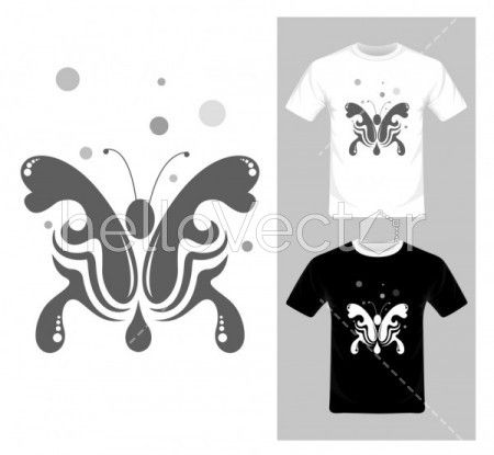 T-shirt graphic design. Abstract butterfly vector illustration
