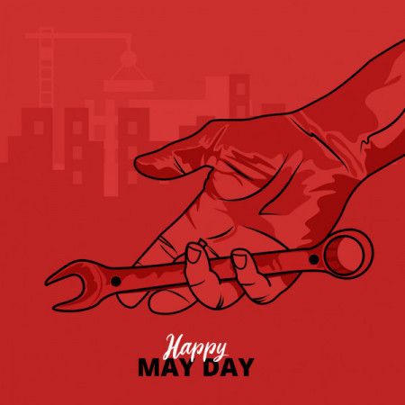 Happy labour day background with hand of worker