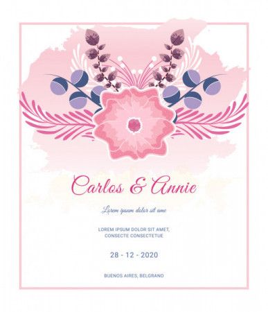 Floral wedding invitation card template - Vector illustration