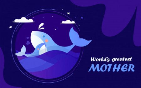 Mother and baby fish vector. Happy mother's day background