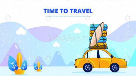 Travel and Tourism background with a Car full of Suitcases