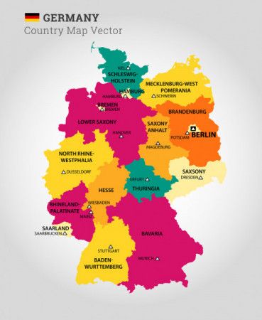 Detailed Map Of Germany - Vector Illustration