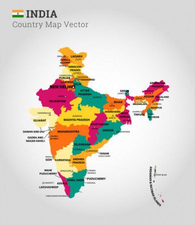 Detailed Map Of India - Vector Illustration