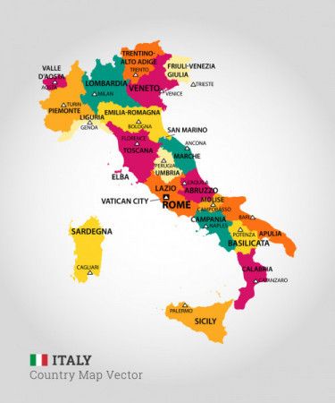 Detailed Map of Italy - Vector Illustration