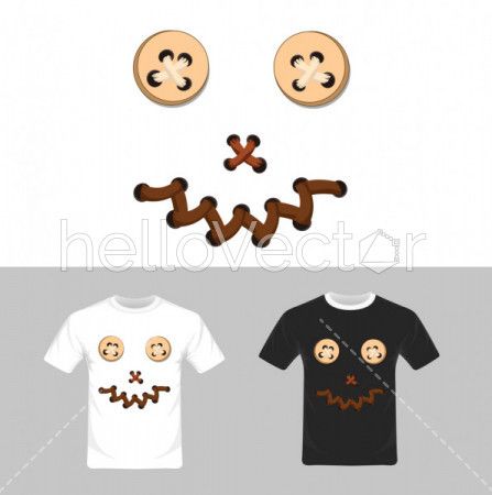 T-shirt graphic design. Smiley face character - vector illustration 