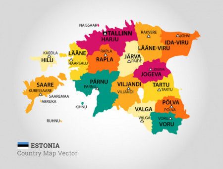 Detailed Map Of Estonia - Vector Illustration