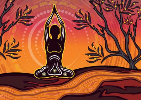 Aboriginal art vector painting, fitness and meditation concept