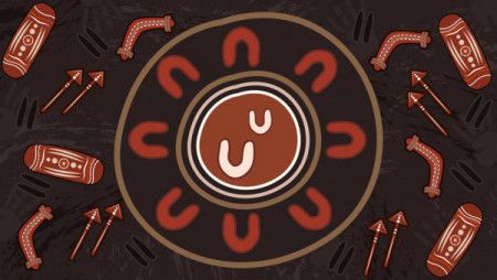 Aboriginal weapons, Illustration based on aboriginal style of background