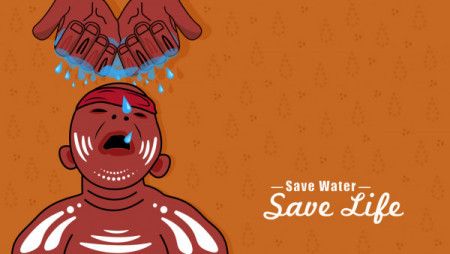 Aboriginal art dot painting on save water