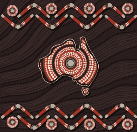 Vector australia map aboriginal art