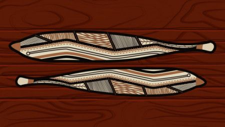 Aboriginal woomera bark painting vector art