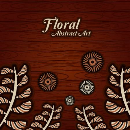 Abstract floral art on wood background