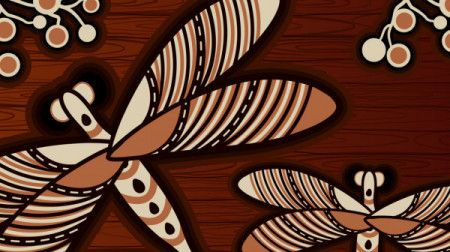 Dragonfly art on wooden texture background