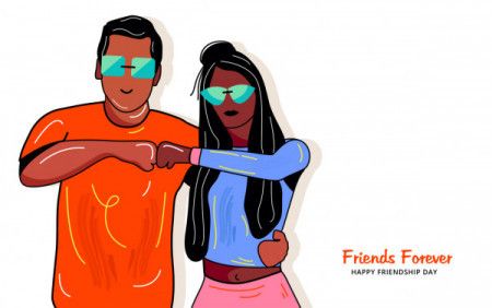Happy friends cartoon, Friendship day illustration - Download Graphics &  Vectors