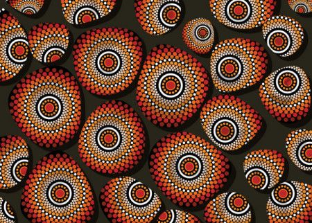 Doted stones. Aboriginal stone art vector background