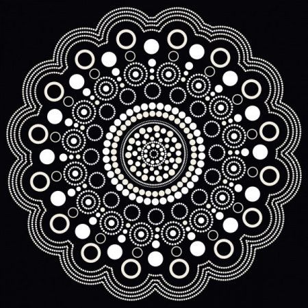 Dot mandala art black and white