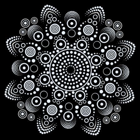 Dot mandala art black and white