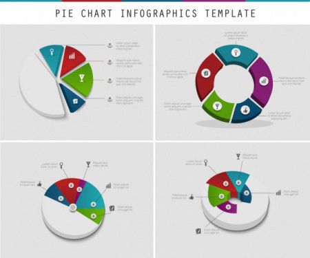 Pie chart infographic design set - Vector Illustration