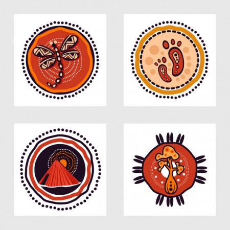 Aboriginal art painting icon set - Vector Illustration