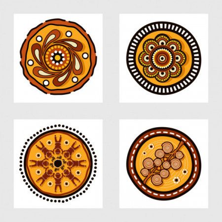 Aboriginal art painting icon set - Vector Illustration