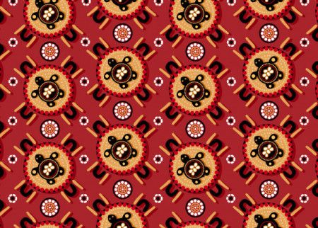 Aboriginal dot art seamless turtle pattern background
