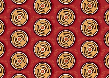 Aboriginal dot art seamless boomerang pattern background