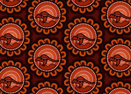 Aboriginal dot art seamless kangaroo pattern background
