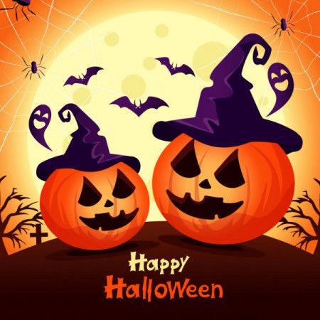 Spooky pumpkins. Happy halloween illustration