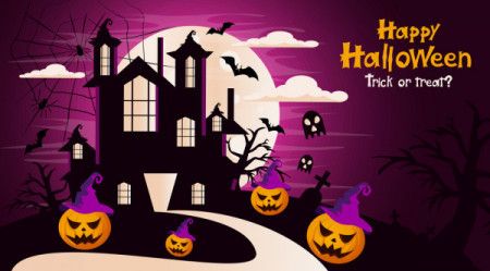 Halloween vector scary night background with witch castle - Download ...