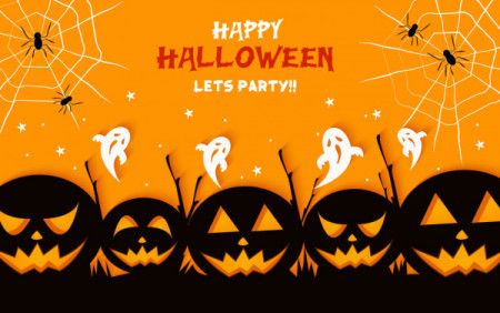 Evil pumpkins. Happy halloween party background