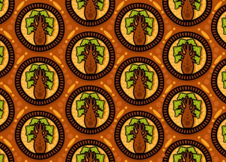 Aboriginal dot art seamless boab tree pattern background