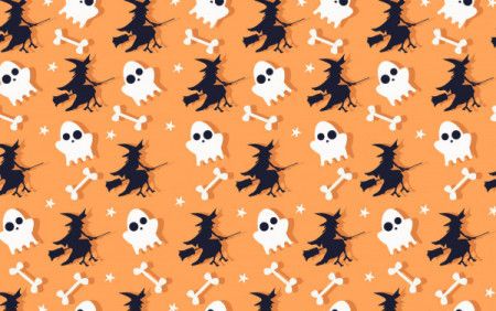 Ghost and witch Halloween seamless pattern background