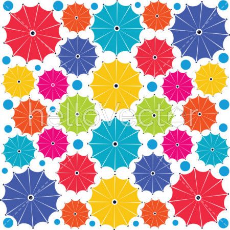 Multicolor umbrella seamless pattern - Vector background
