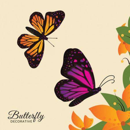 Monarch butterflies on floral background vector