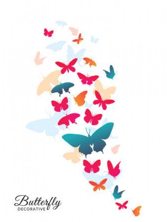 Flying flock of butterflies. Vector illustration