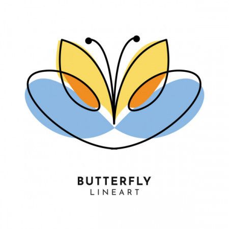 Colorful butterfly line art logo