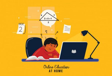 Kids home schooling concept illustration