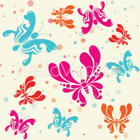 Colorful butterflies seamless pattern background - Vector Illustration