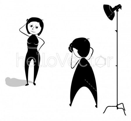 Male and Female vector illustration Camera Character