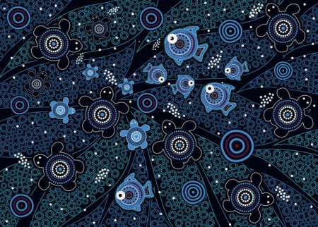 Underwater concept aboriginal art vector background