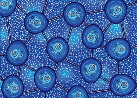 Aboriginal dot art vector fish background