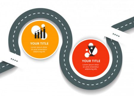 Navigation map infographic with 2 steps